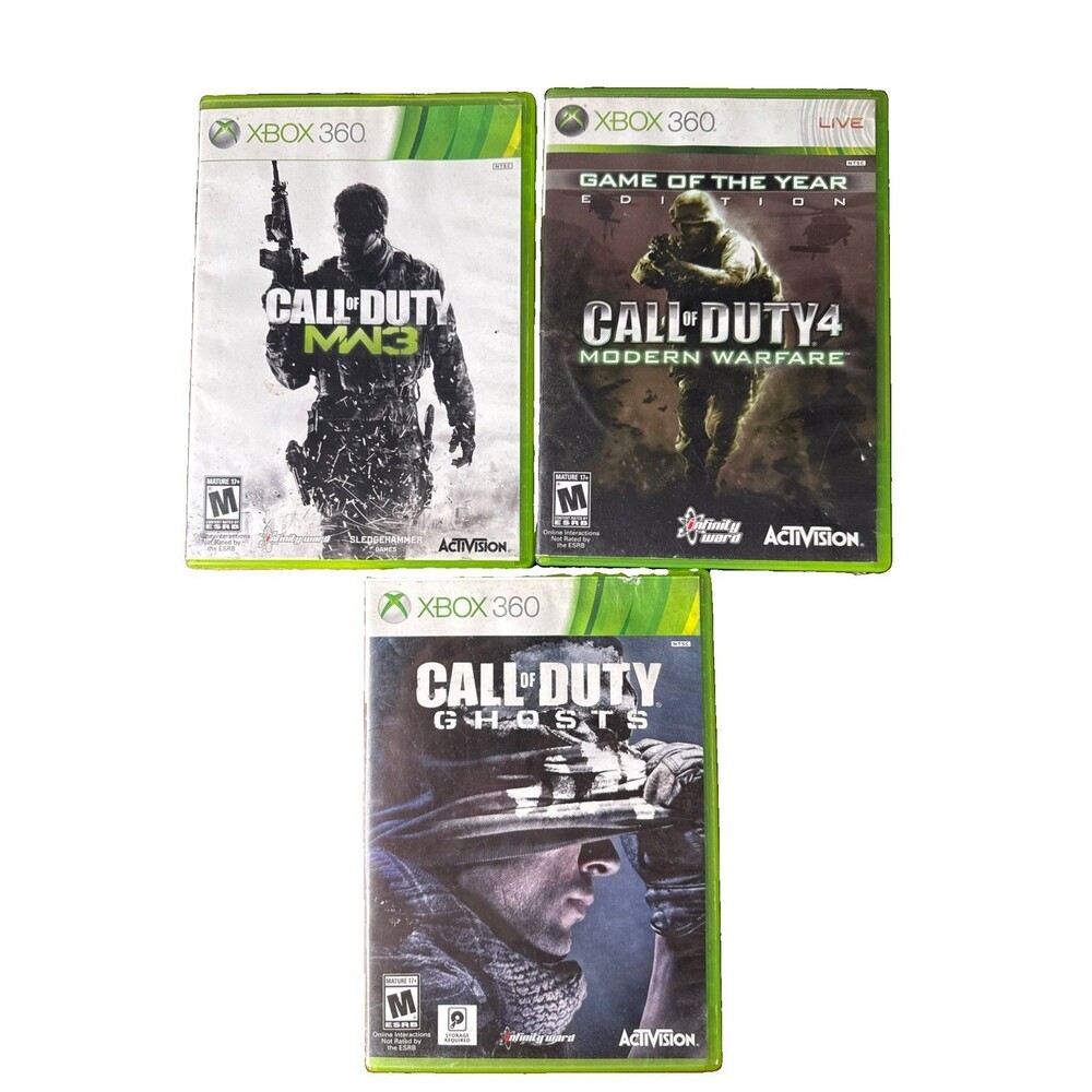 Call of Duty 3 Game Lot Xbox 360 Modern Warfare 3, Modern Warfare 4 & Ghost